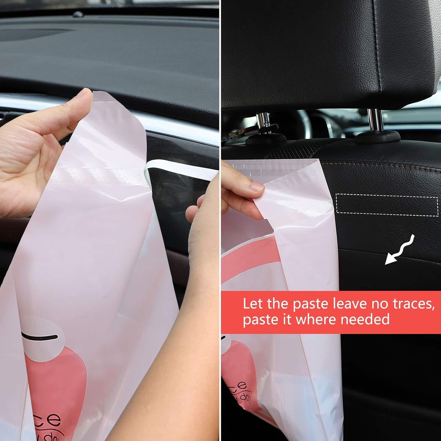 Car Trash Bags, 60PCS Easy Stick-On Disposable Portable Car Garbage Bags, Durable Waterproof Kitchen Trash Bag, Leak Proof Vomit Trash Bag Suitable for Cars, Bedrooms, Bathrooms, Offices 13