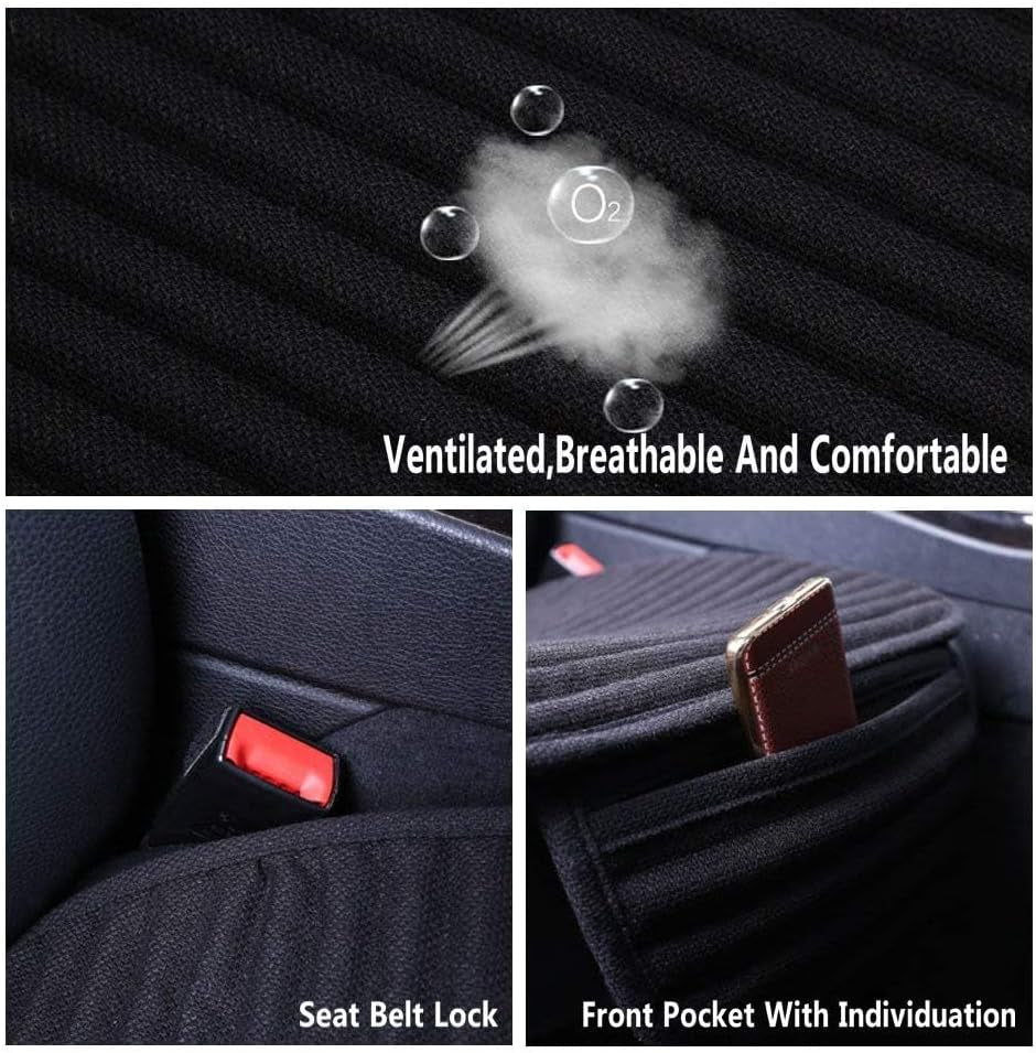 Black Car Seat Covers,Buckwheat Hulls Car Seat Cushion,Truck Seat Covers,Compatible Sedan SUV Van Mpv,Car Seat Pads,Bottom Seat Covers for Cars[Black Front Seat]