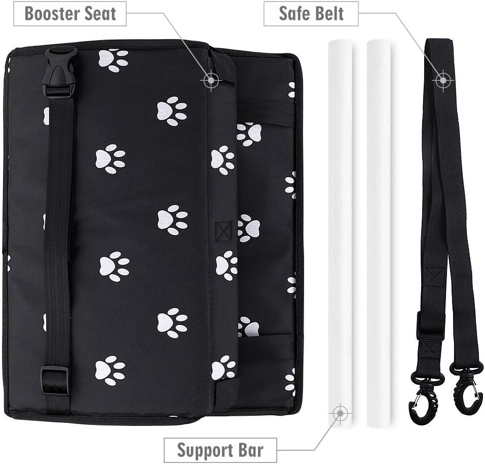 Pet Reinforce Car Booster Seat for Dog Cat Portable and Breathable Bag with Seat Belt Dog Carrier Safety Stable for Travel Look Out,With Clip on Leash with PVC Tube (Foot)