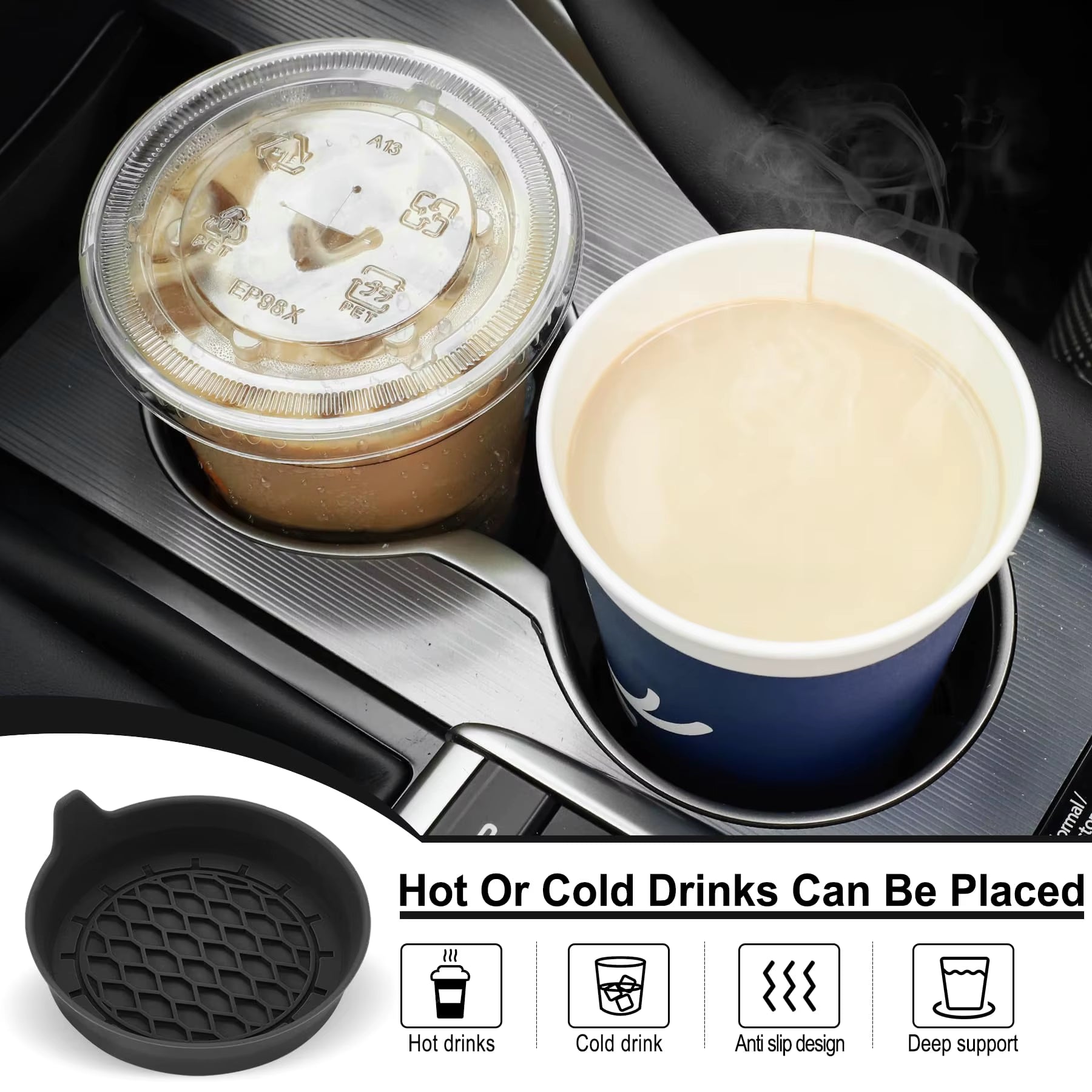 2/4Pcs Car Cup Holder Coaster Silicone Cup Holder Insert Universal Non-Slip Cup Holders Car Accessories Interior Silent Cup Pad