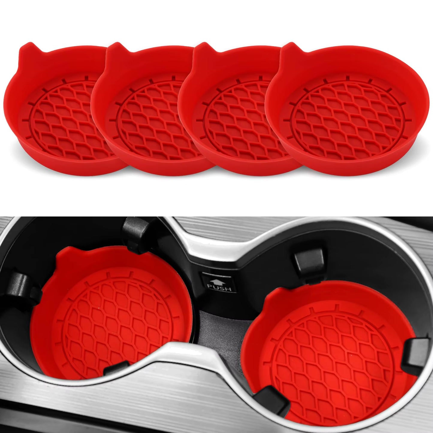 2/4Pcs Car Cup Holder Coaster Silicone Cup Holder Insert Universal Non-Slip Cup Holders Car Accessories Interior Silent Cup Pad