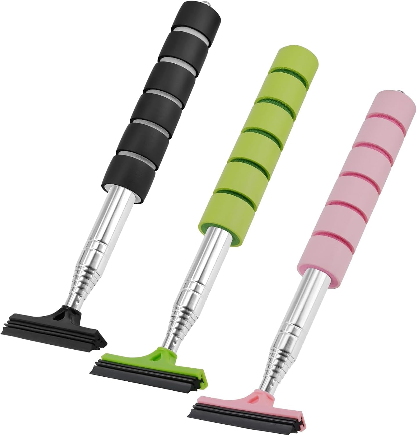 Retractable Car Side Mirror Squeegee - 3 Pack Portable Telescopic Rearview Wiper, Auto Glass Long Handle Cleaning Tool for All Vehicles