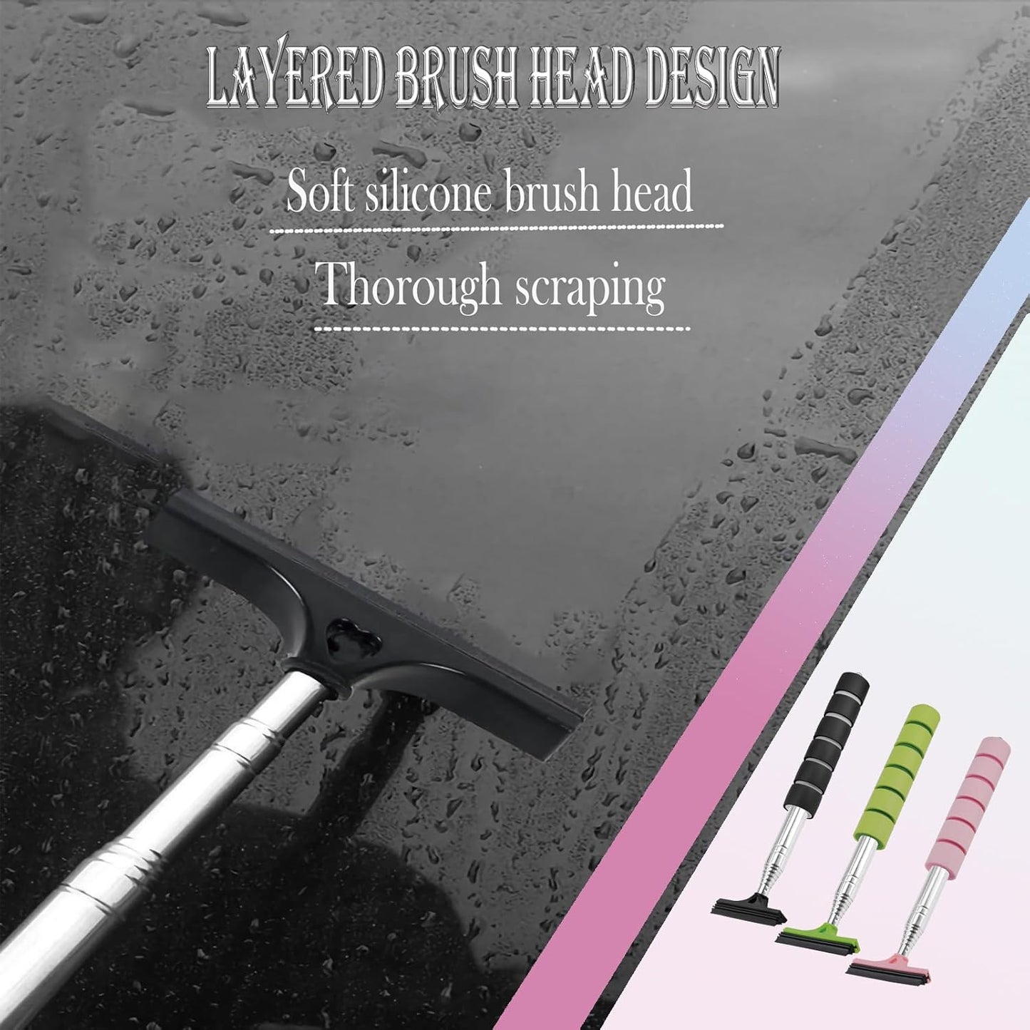 Retractable Car Side Mirror Squeegee - 3 Pack Portable Telescopic Rearview Wiper, Auto Glass Long Handle Cleaning Tool for All Vehicles
