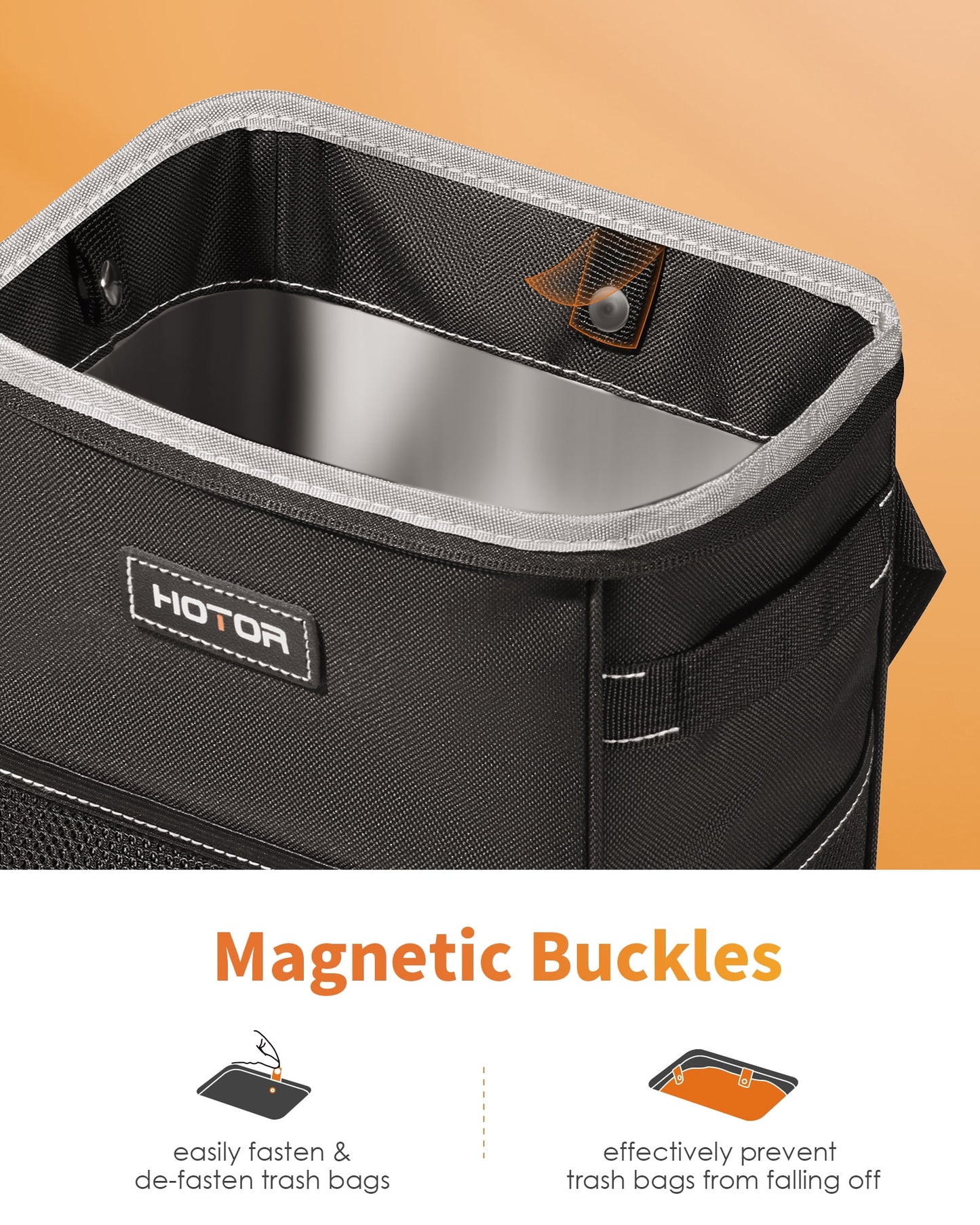 Car Trash Can with Lid, Leak-Proof Car Garbage Can with Mesh Pockets, Car Accessories