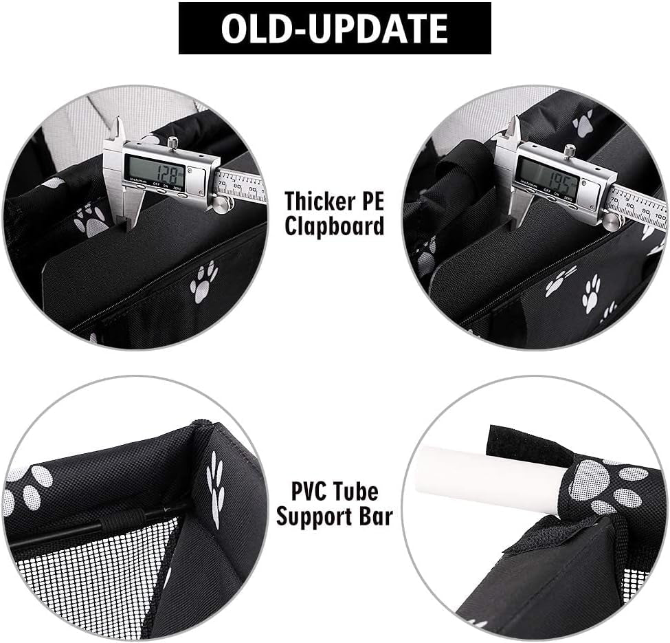 Pet Reinforce Car Booster Seat for Dog Cat Portable and Breathable Bag with Seat Belt Dog Carrier Safety Stable for Travel Look Out,With Clip on Leash with PVC Tube (Foot)