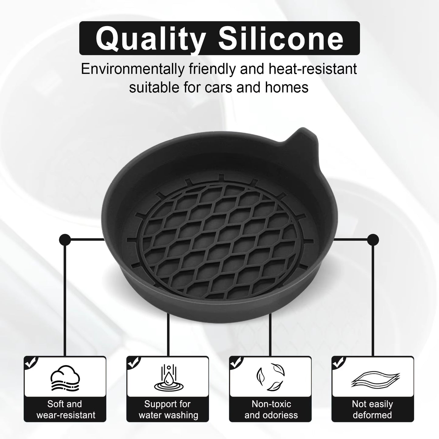 2/4Pcs Car Cup Holder Coaster Silicone Cup Holder Insert Universal Non-Slip Cup Holders Car Accessories Interior Silent Cup Pad