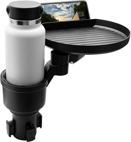Car Cup Holder Tray and Cup Holder Expander with Phone Slot - Enjoy Your Meal - 9" Food Tray Table and Drink Holder for Yeti, Hydroflask, Etc.