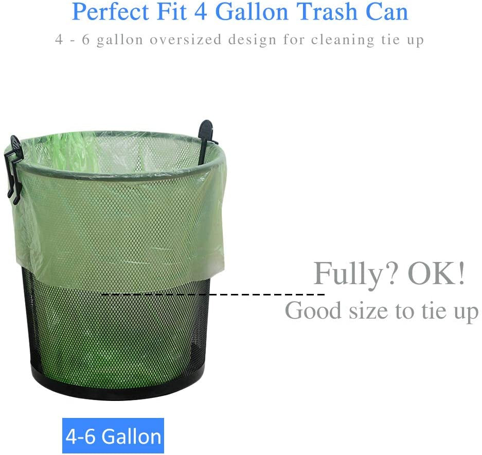 Trash Bags 4 Gallon, Biodegradable Small Garbage Bags Strong Tear & Leak Resistant, Recycled & Unscented Trash Bags for Kitchen, Bathroom, Office, Restroom, Car, Green, 60 Counts