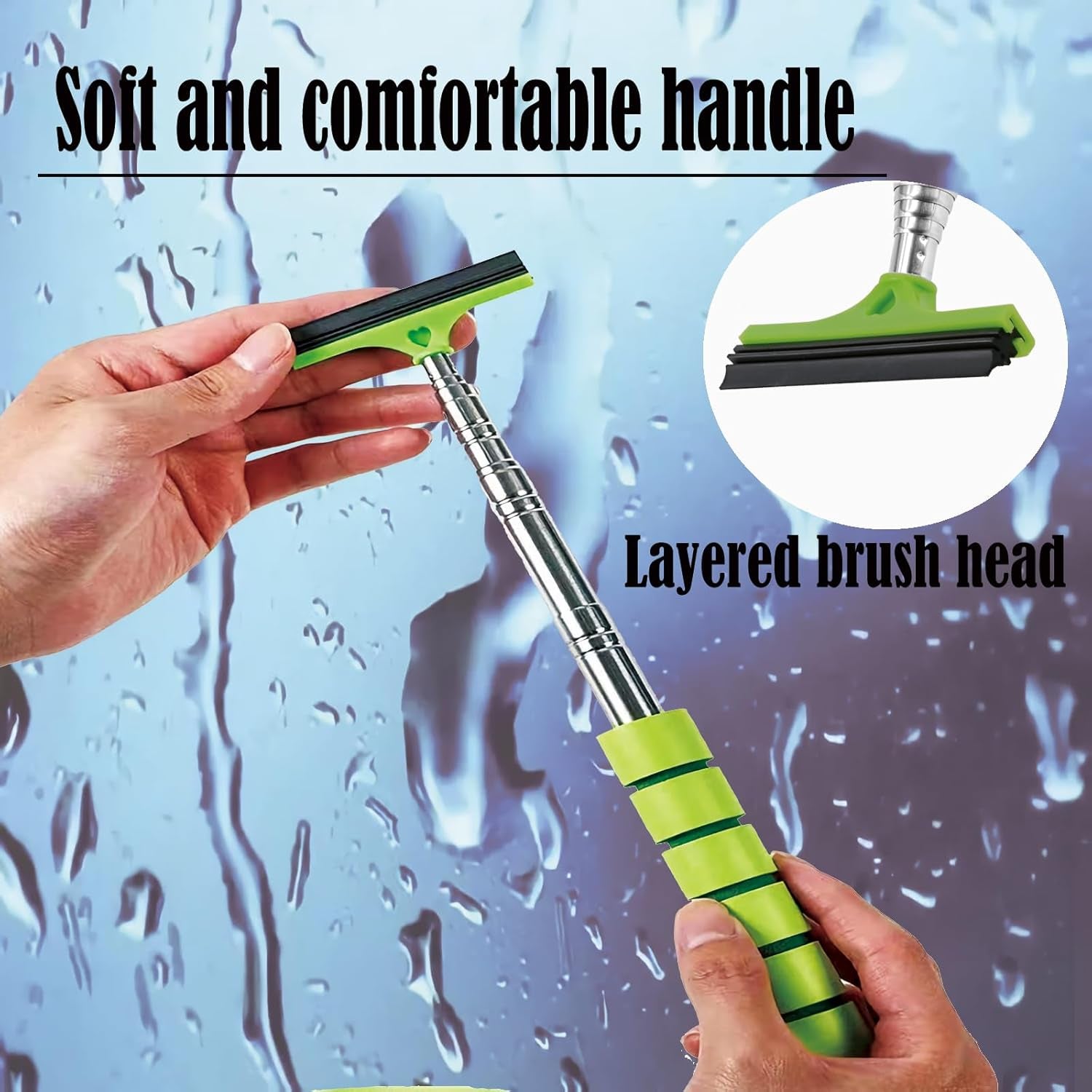 Retractable Car Side Mirror Squeegee - 3 Pack Portable Telescopic Rearview Wiper, Auto Glass Long Handle Cleaning Tool for All Vehicles