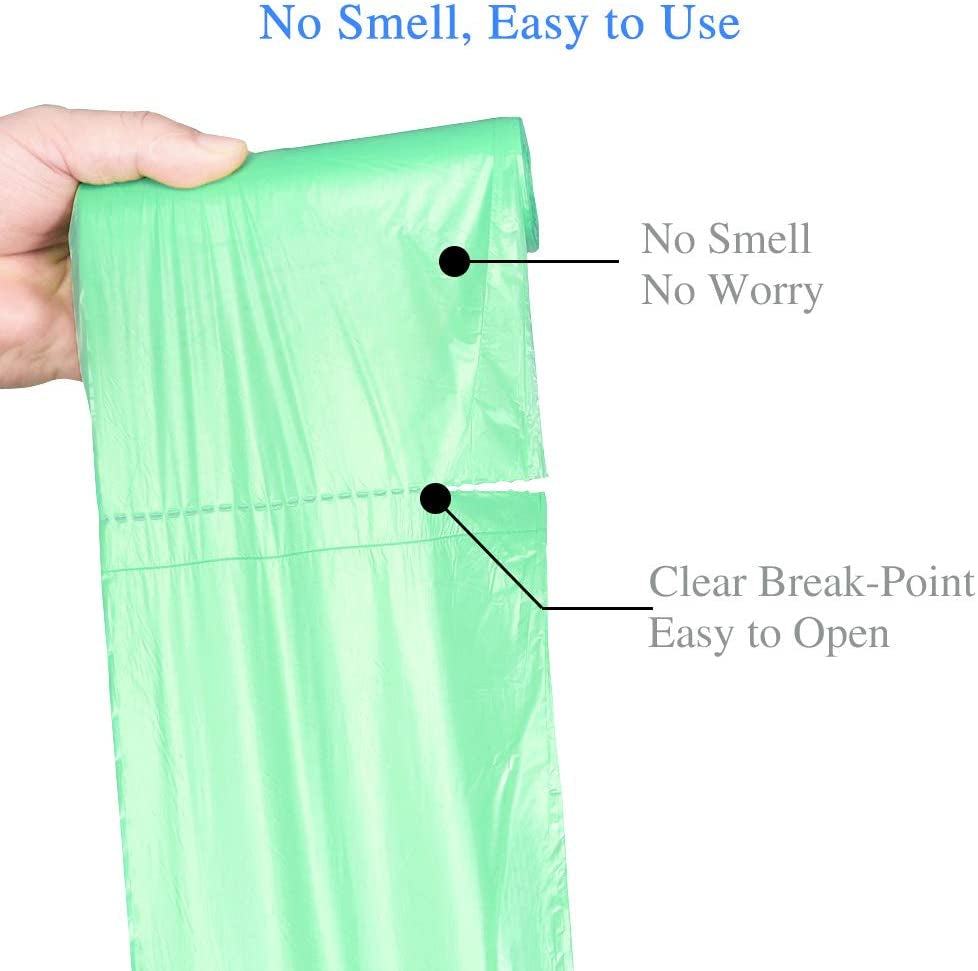 Trash Bags 4 Gallon, Biodegradable Small Garbage Bags Strong Tear & Leak Resistant, Recycled & Unscented Trash Bags for Kitchen, Bathroom, Office, Restroom, Car, Green, 60 Counts