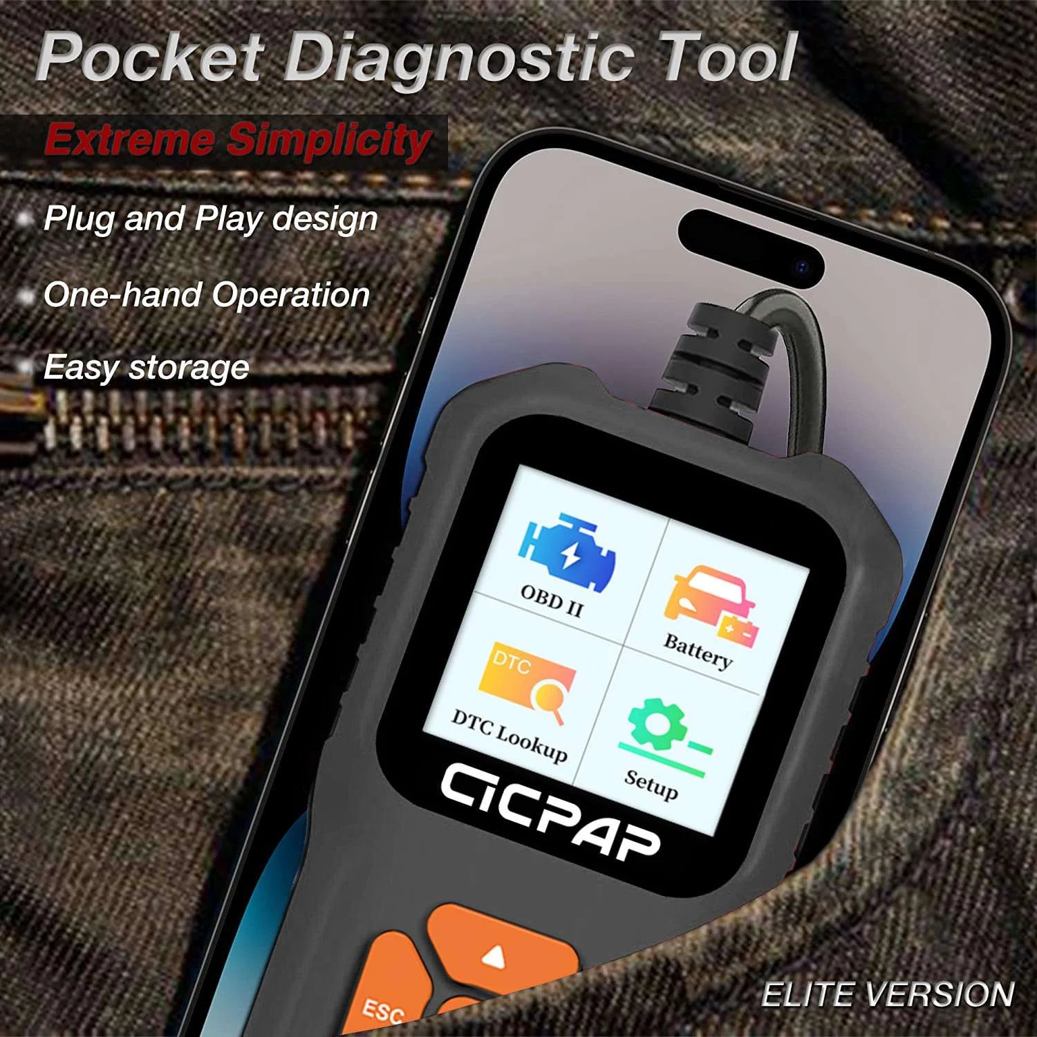 Car OBD2 Scanner Code Reader, Engine Fault Car Diagnostic Tool for Quick Error Code Detection, Enhanced Diagnostic Scan Tool with Code Reading Function - Elite Edition