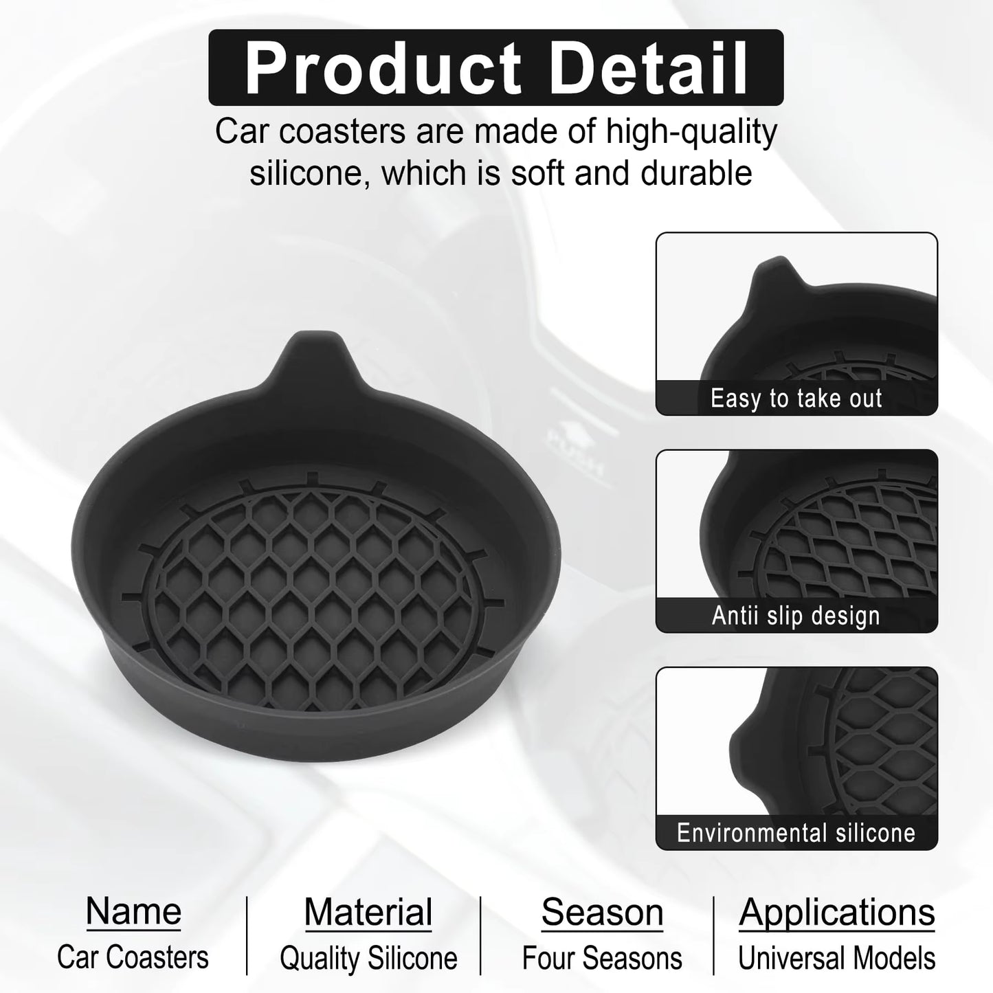 2/4Pcs Car Cup Holder Coaster Silicone Cup Holder Insert Universal Non-Slip Cup Holders Car Accessories Interior Silent Cup Pad