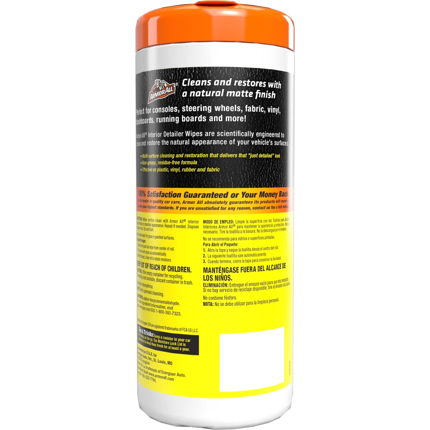 Natural Finish Interior Detailer Car Wipes (25 Count)