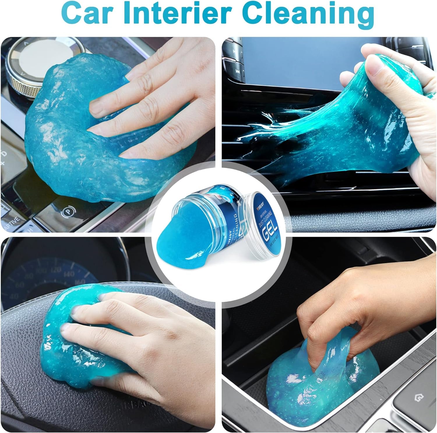 Universal Car Cleaning Gel Detailing Putty, Car Goop Cleaner Car Interior Cleaner Putty for Home, Office, Keyboard, Computer Blue, 4Pack 22.4Oz